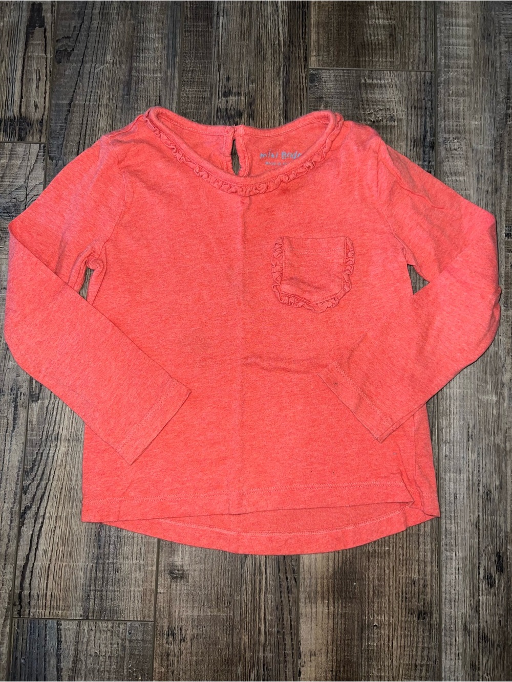 Mini Boden Ruffle Pocket Long Sleeve Tee